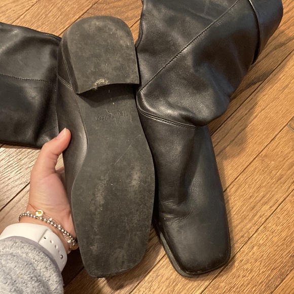 NATURALIZER Black Leather Square Toe Mid Calf Boots Size 7M - Picture 5 of 7